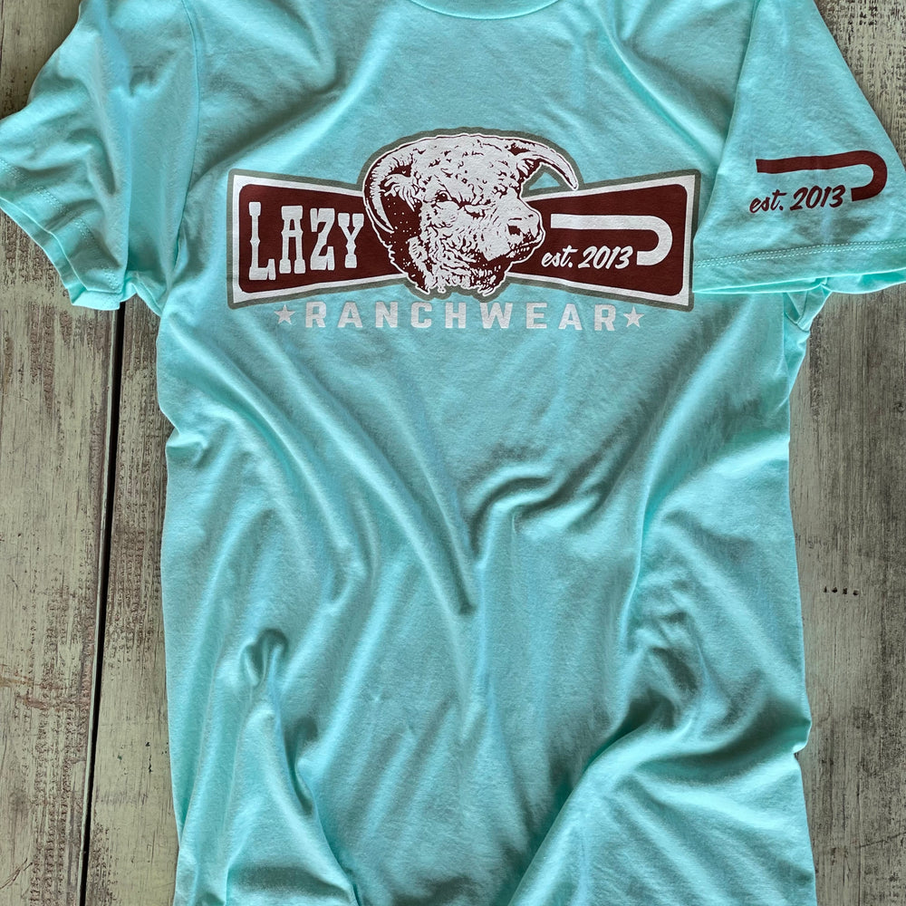 
                      
                        Lazy J Ranch Diamond Hereford Banner Short Sleeve Seafoam Green T-Shirt-T-Shirts-
                      
                    