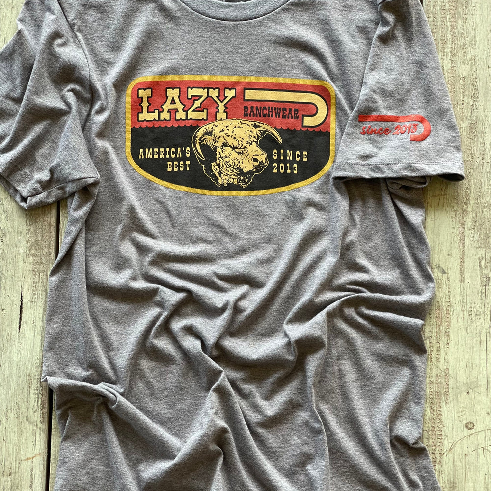 
                  
                    Lazy J Ranch America's Best Banner Short Sleeve Grey T-Shirt-
                  
                