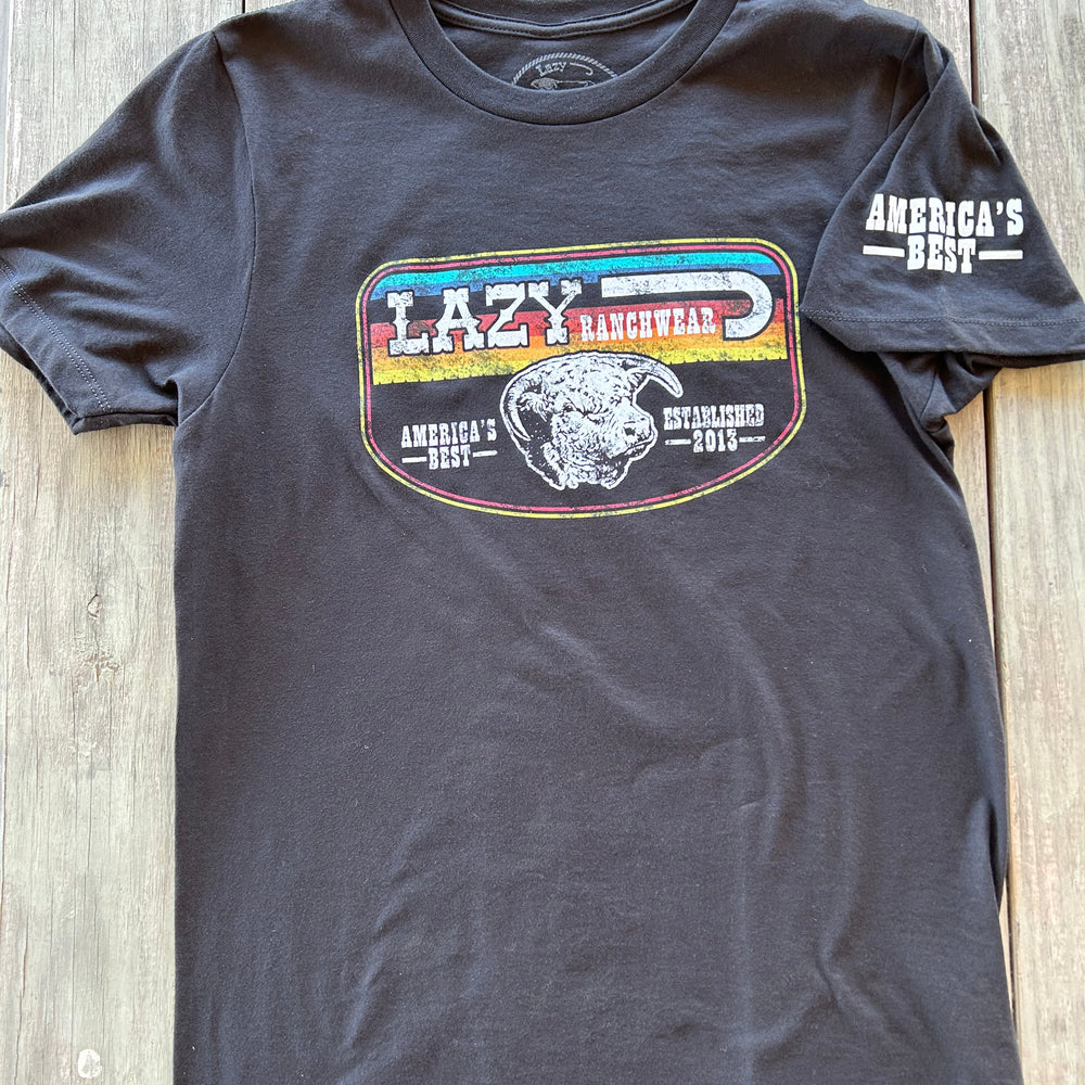 
                  
                    Lazy J Ranch America's Best Banner Short Sleeve Black Serape T-Shirt-
                  
                