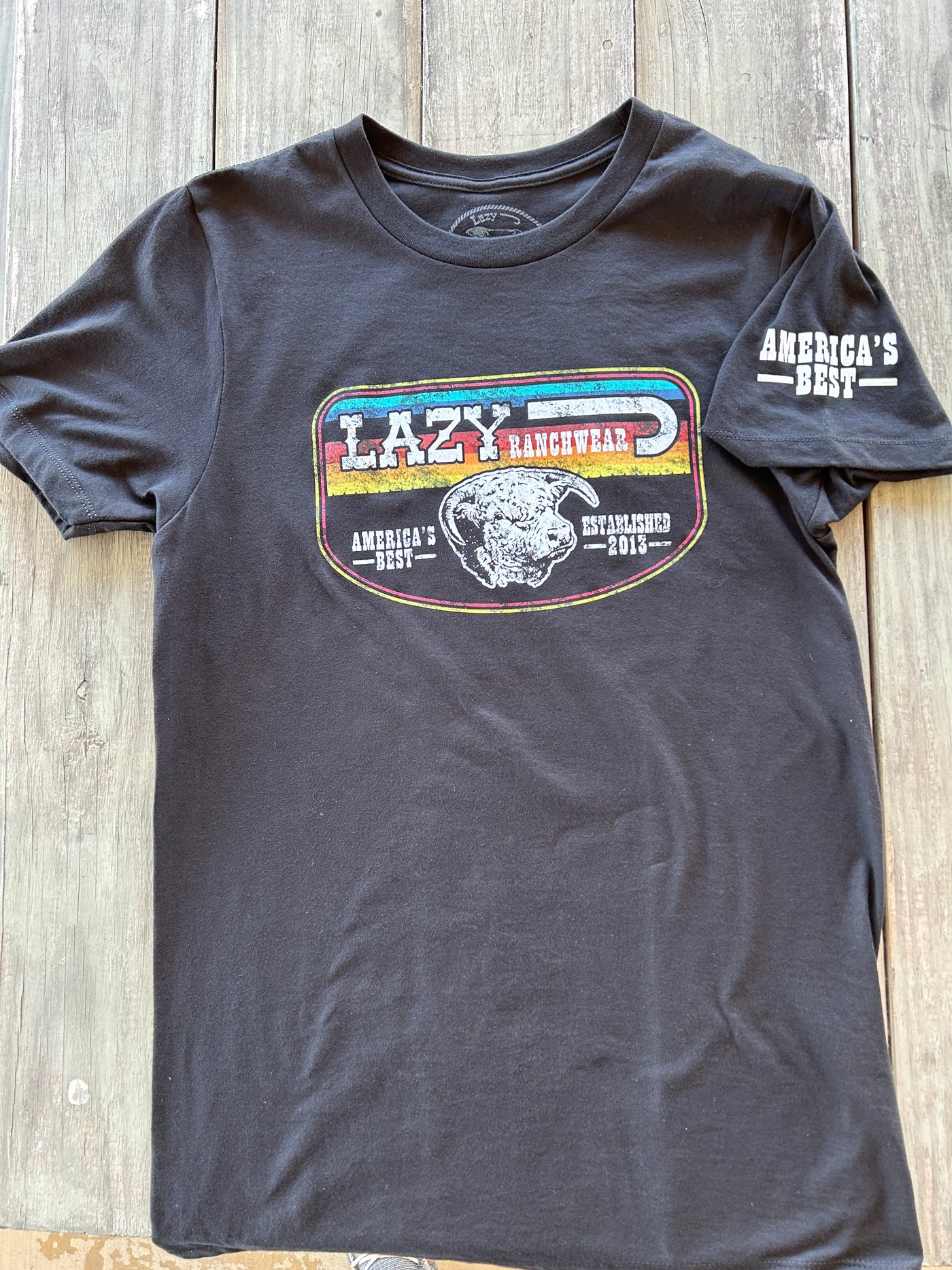 Lazy J Ranch Wear America's Best T-Shirt - Black Serape#N#– Lazy J ...