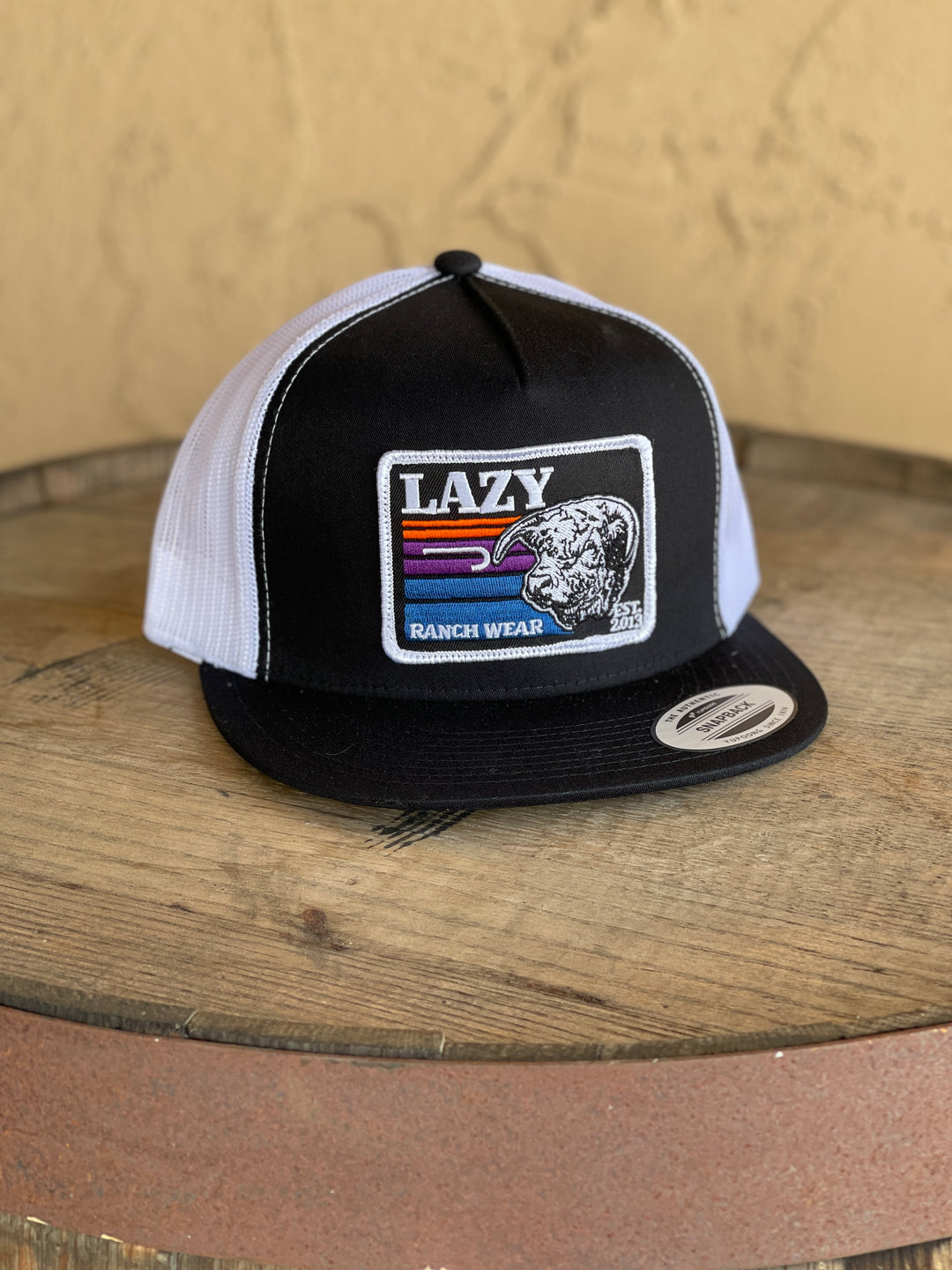 Lazy J Ranch Wear Black & White 4" Sunset Bull Cap