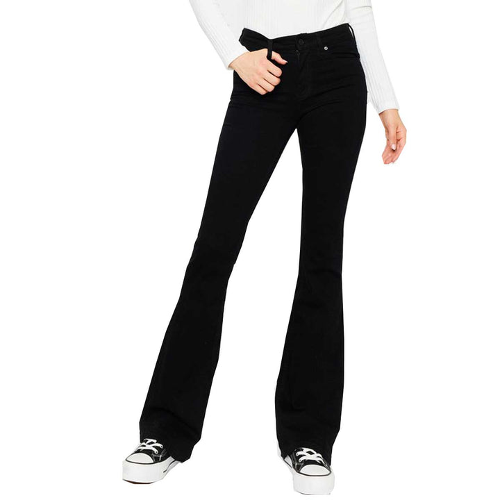 KanCan Women's Mid Rise Flare Jeans - Black