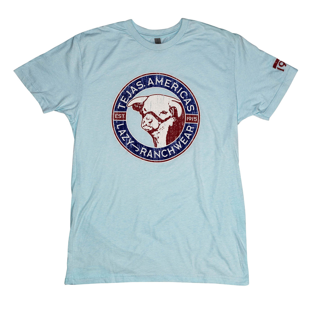 
                      
                        Lazy J Ranch Tejas Americas Short Sleeve T-Shirt -  Light Blue
                      
                    