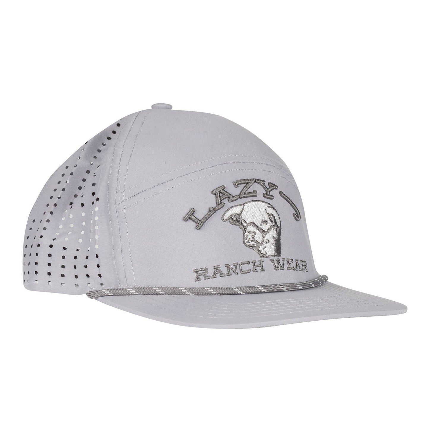 Lazy J Ranch Light Grey Show Time Embroidered Performance Rope Trucker Hat-Lazy J Ranch Wear