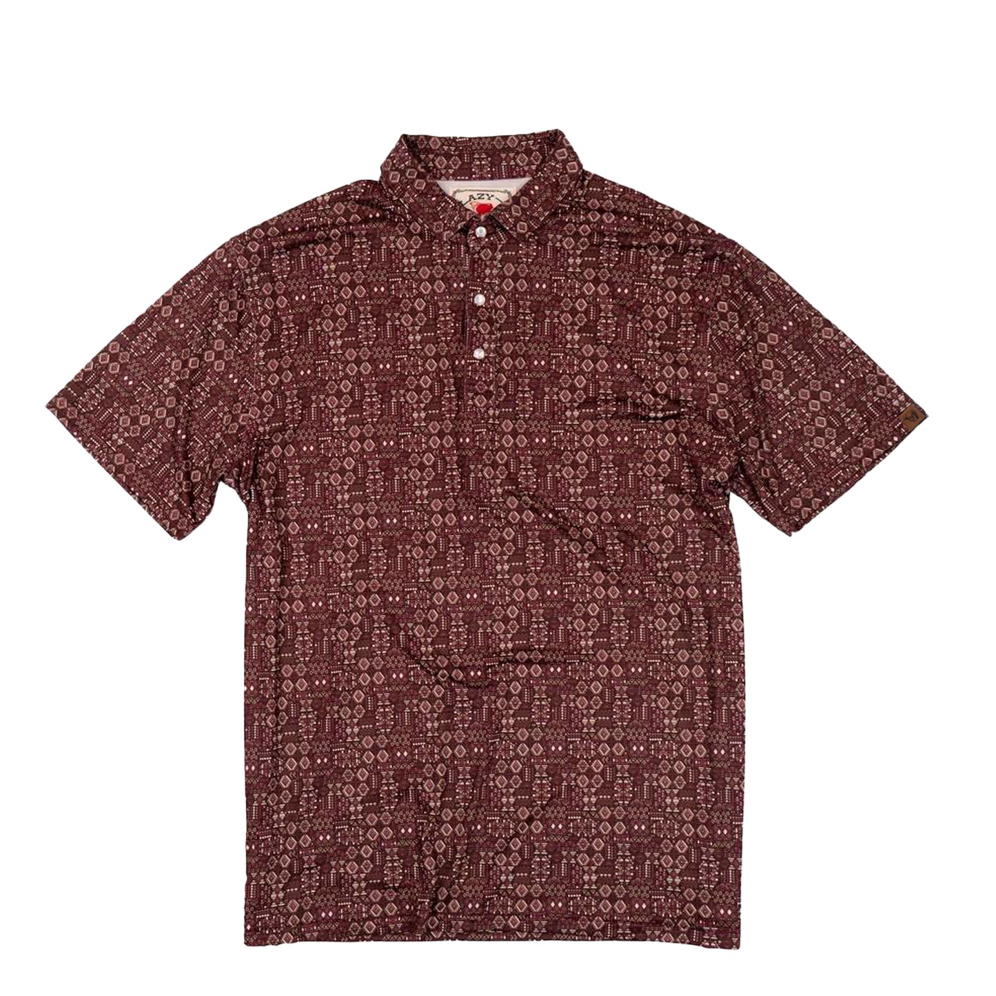 Lazy J Ranch Men's Print Performance Polo Shirt - Maroon-Lazy J Ranch Wear