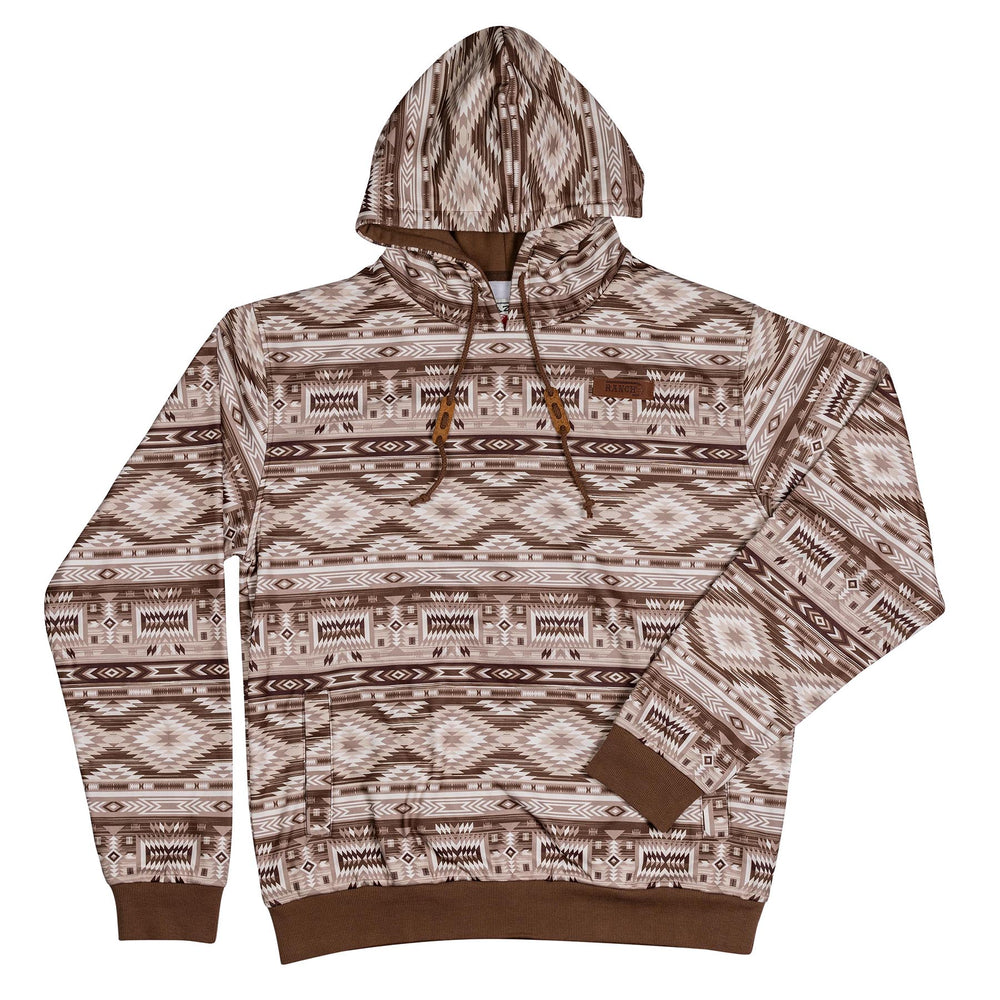 Lazy j Ranch Brown Allover Aztec Print Long Sleeve Hoodie