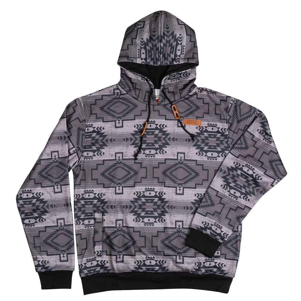 Lazy J Ranch Charcoal Grey Aztec Long Sleeve Hoodie-Hoodies-