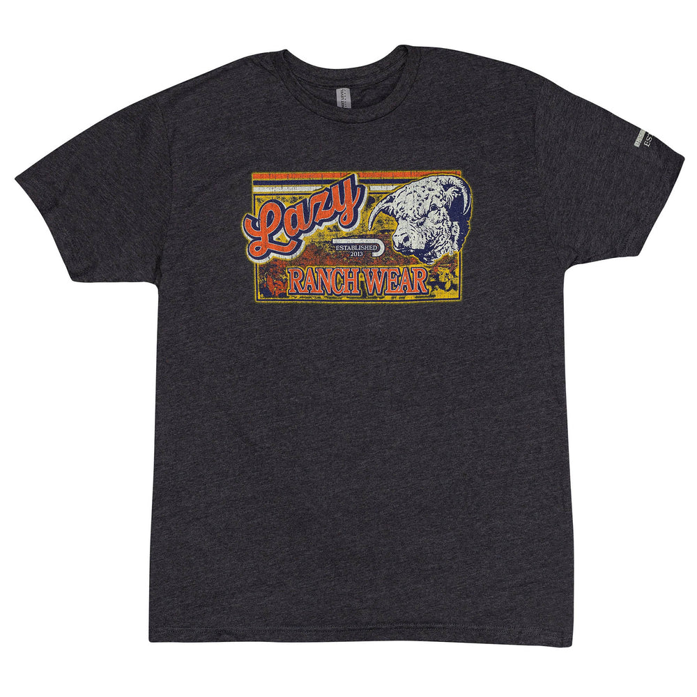 Lazy J Ranch Retro Ranchwear Short Sleeve T-Shirt - Grey-T-Shirts-