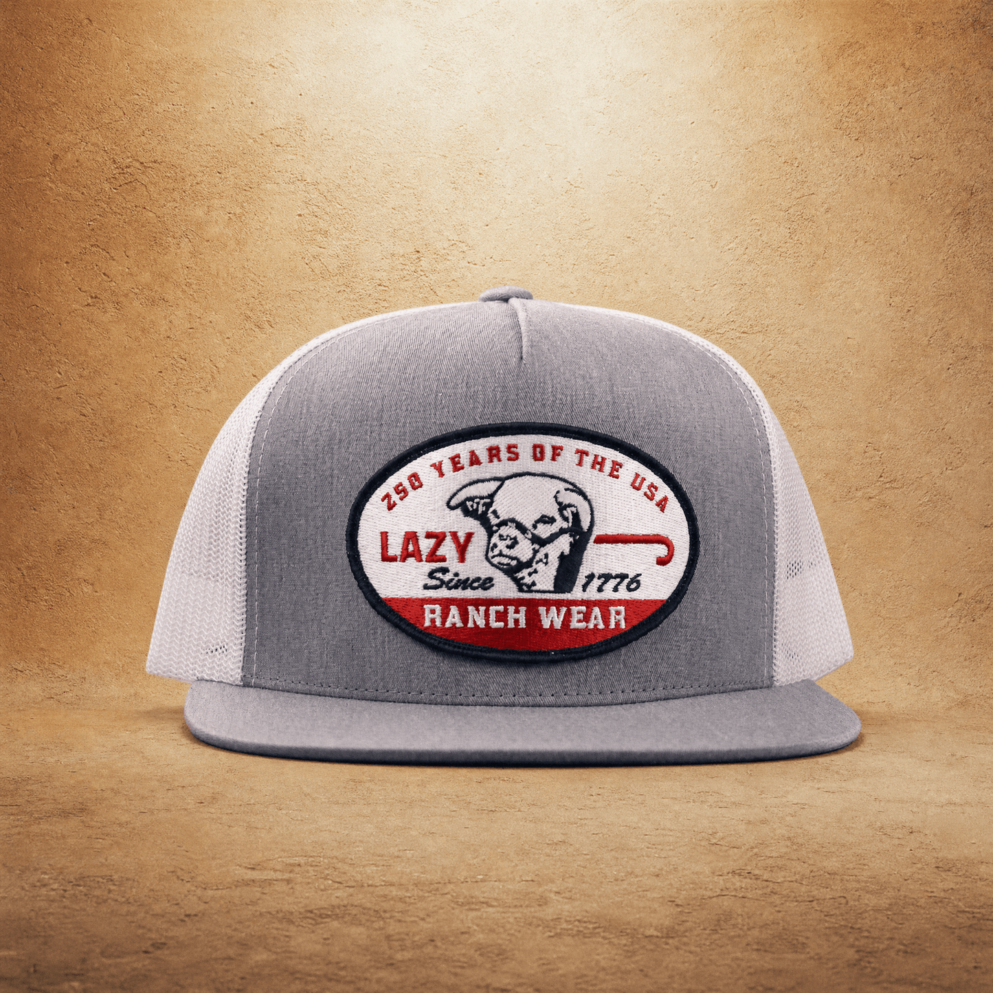 Lazy J Ranch Grey & White 1776 Classic Five Panel Trucker Hat-