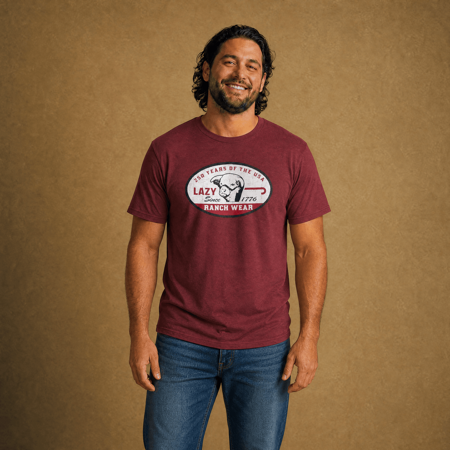 Lazy J Ranch 1776 Short Sleeve T-Shirt - Red-