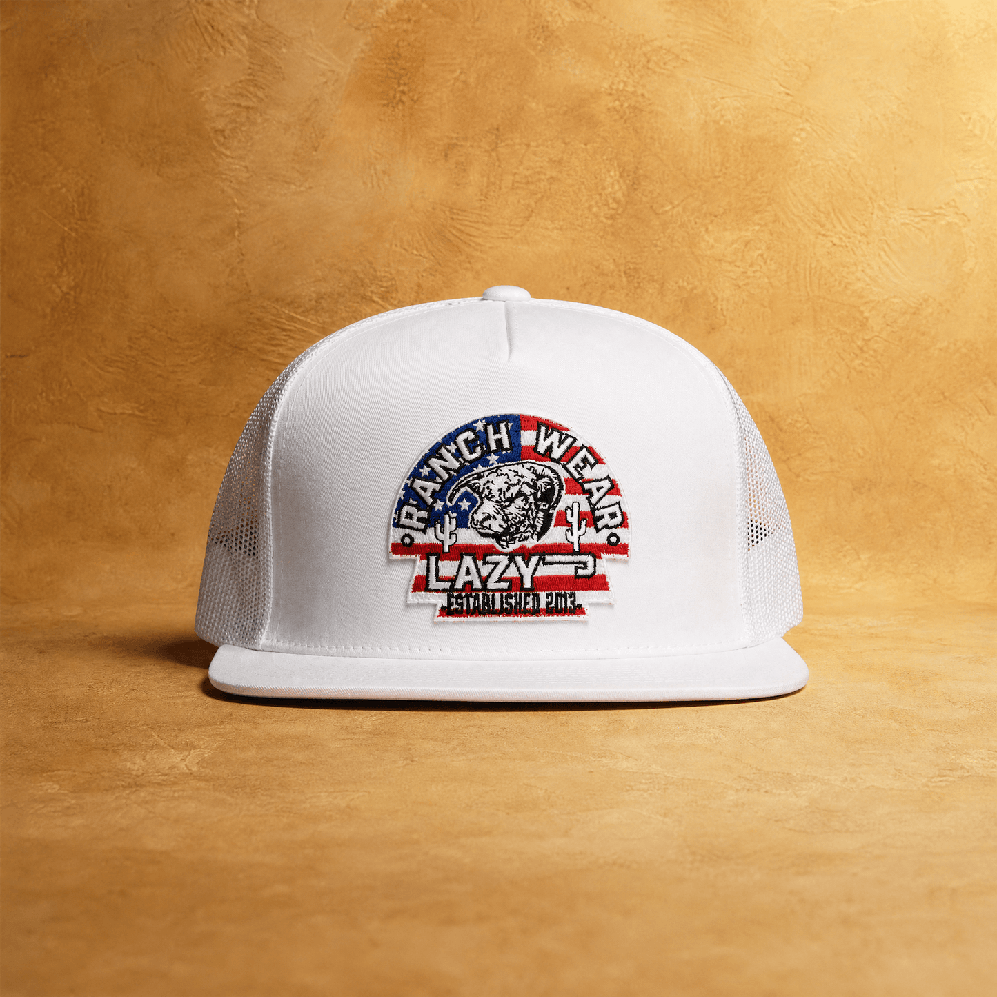 Lazy J Ranch White USA Arrowhead Classic Five Panel Trucker Hat-