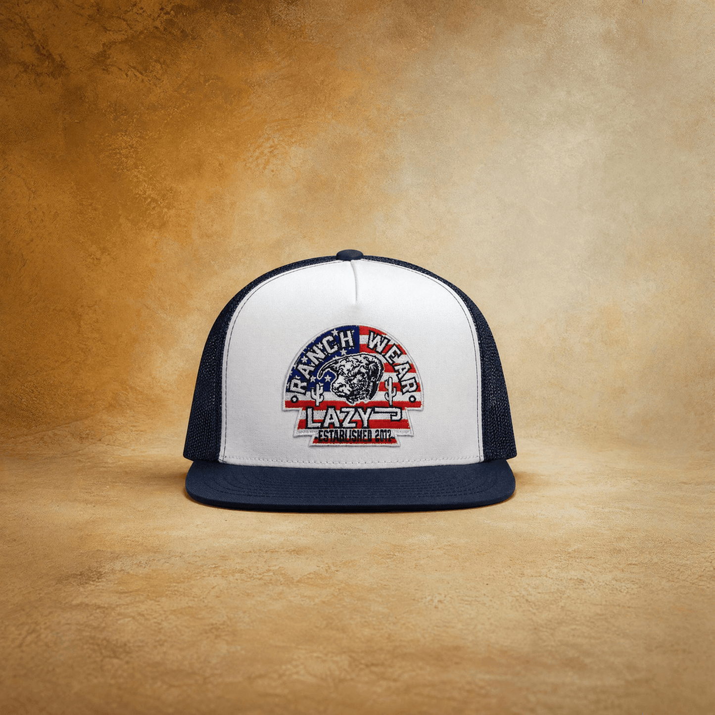 Lazy J Ranch White & Navy USA Arrowhead Classic Five Panel Trucker Hat-