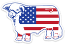 Lazy J Ranch - 4" Sticker-LJSTICK4-American Flag Bull