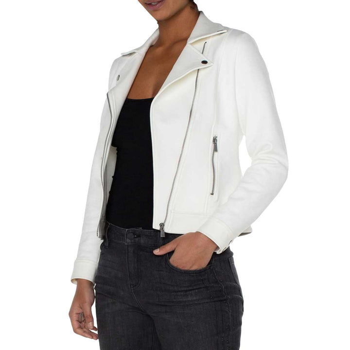 Liverpool Women's Faux Sueded Moto Jacket - White Frost