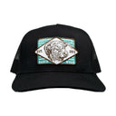 Lazy J Black Iron Horn Curved Bill Trucker Hat-