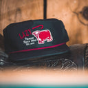 Lazy J Ranch Black Red Premium Ranch Rope Trucker Hat-