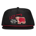 Lazy J Ranch Black Red Premium Ranch Rope Trucker Hat-