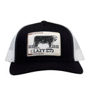 Lazy J Black & White Iron Hide Mid Profile Trucker Hat