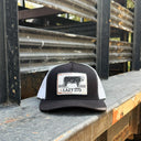 Lazy J Black & White Iron Hide Mid Profile Trucker Hat