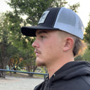 Lazy J Black & White Iron Hide Mid Profile Trucker Hat