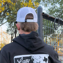 Lazy J Black & White Iron Hide Mid Profile Trucker Hat