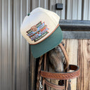 Lazy J Cream & Green Ranchero Vintage Five Panel Hat