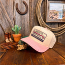 Lazy J Cream & Pink Rose Stone Vintage Five Panel Hat