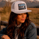 Lazy J Ranch Ice Blue & White Quilted Aztec Jughead Classic Five Panel Trucker Hat-