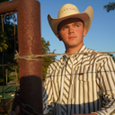 Lazy J Long Sleeve Performance Pearl Snap - Green Stripe