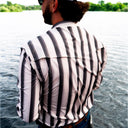 Lazy J Long Sleeve Performance Pearl Snap - Grey Stripe