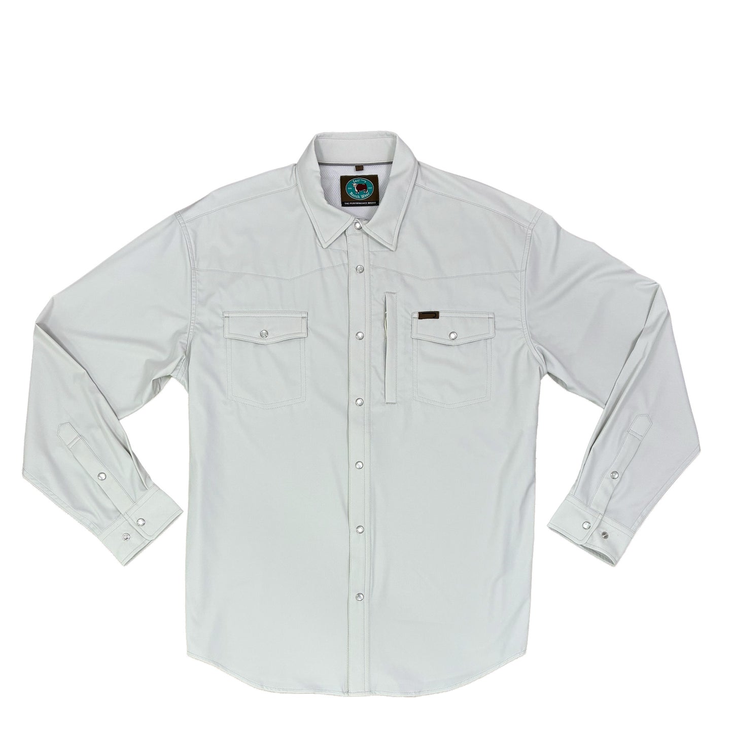 Lazy J Long Sleeve Performance Pearl Snap - Grey-