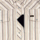 Lazy J Long Sleeve Performance Pearl Snap - Pink/Grey Stripe-