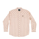 Lazy J Long Sleeve Performance Pearl Snap - Pink/Grey Stripe