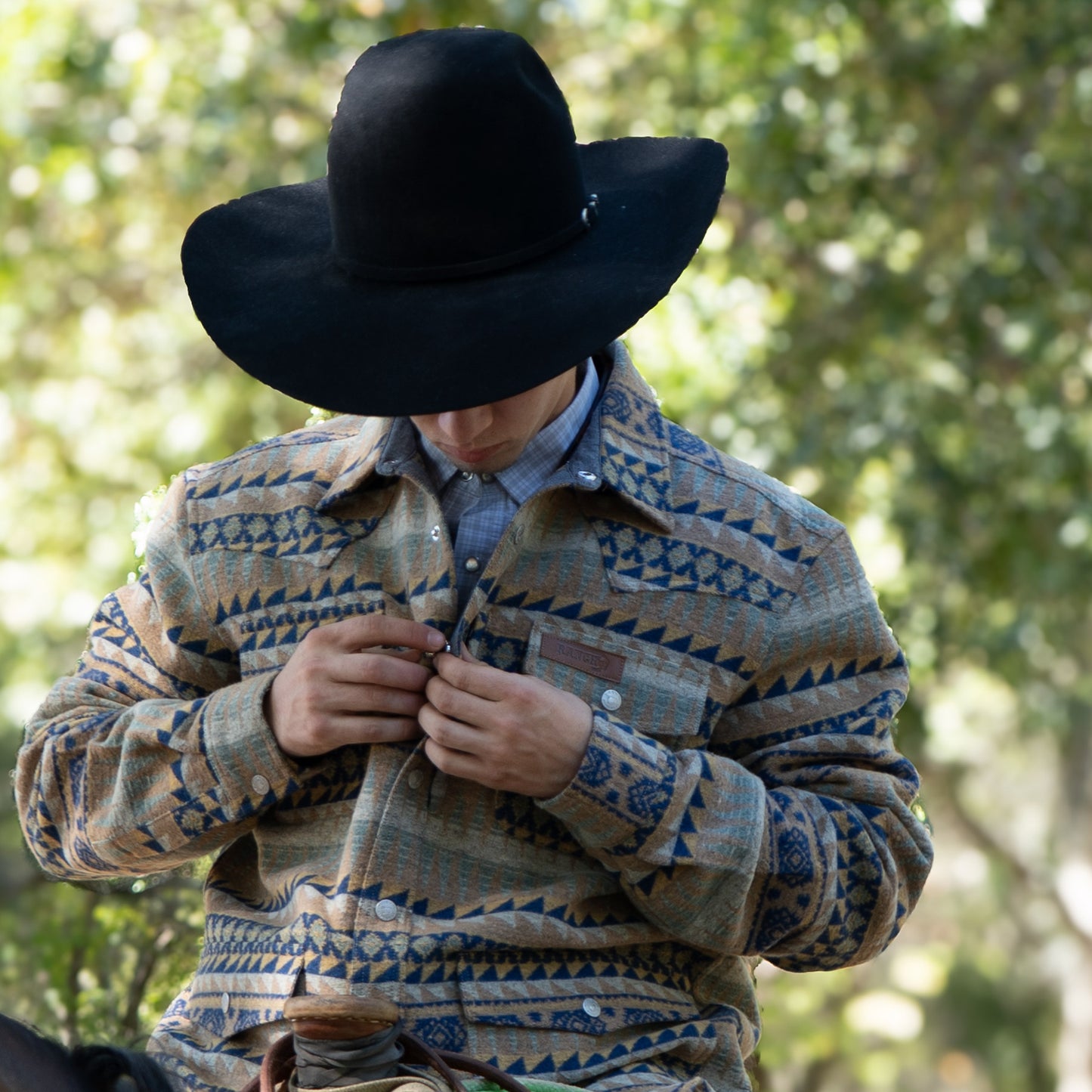 Lazy J Men's Aztec Print Jacket - Brown-Lazy J Ranch Wear