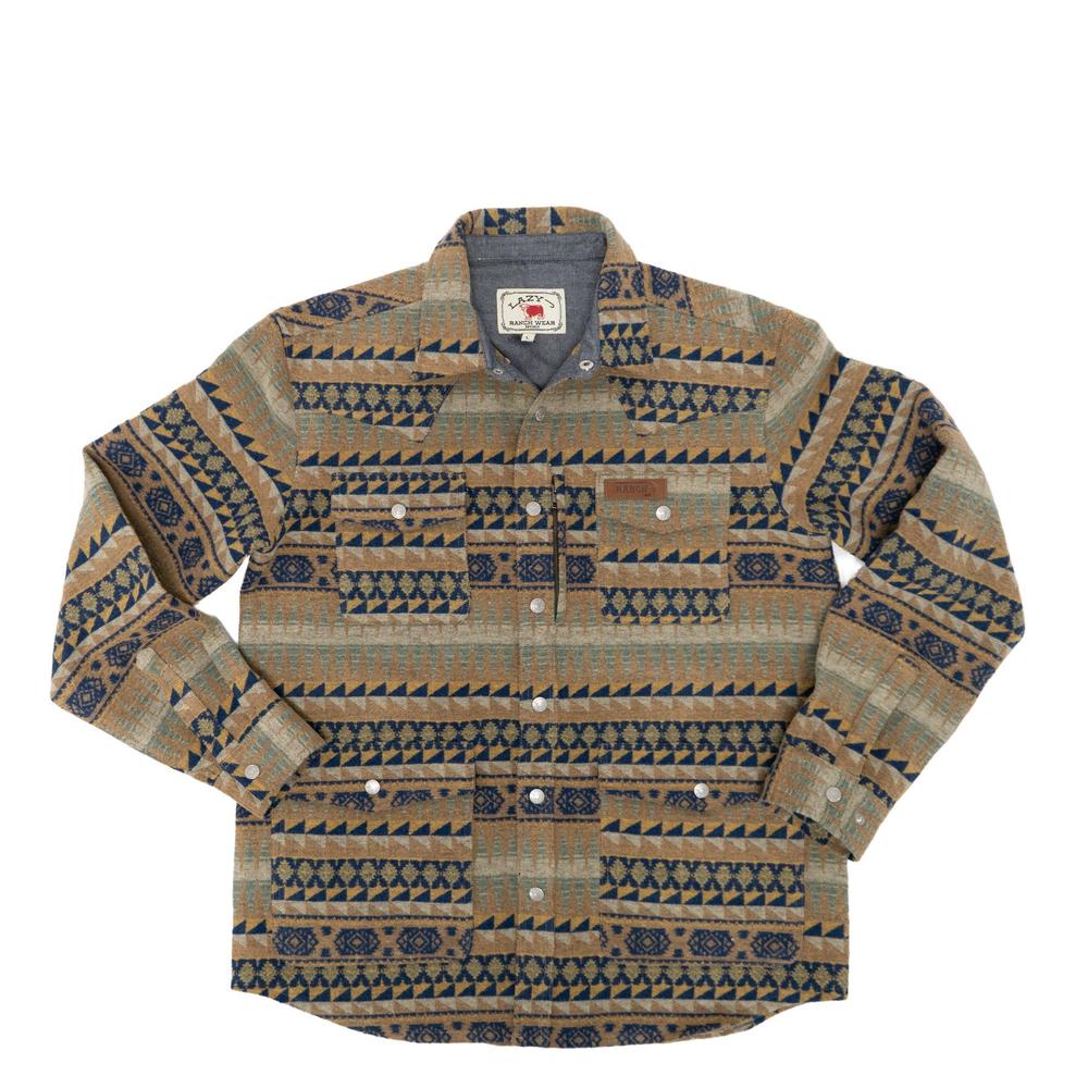 Lazy J Men's Aztec Print Jacket - Brown-Lazy J Ranch Wear
