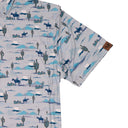 Lazy J Men's Cactus Pearl Snap Polo Shirt - Blue-