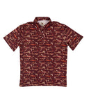 Lazy J Men's Cactus Pearl Snap Polo Shirt - Maroon-