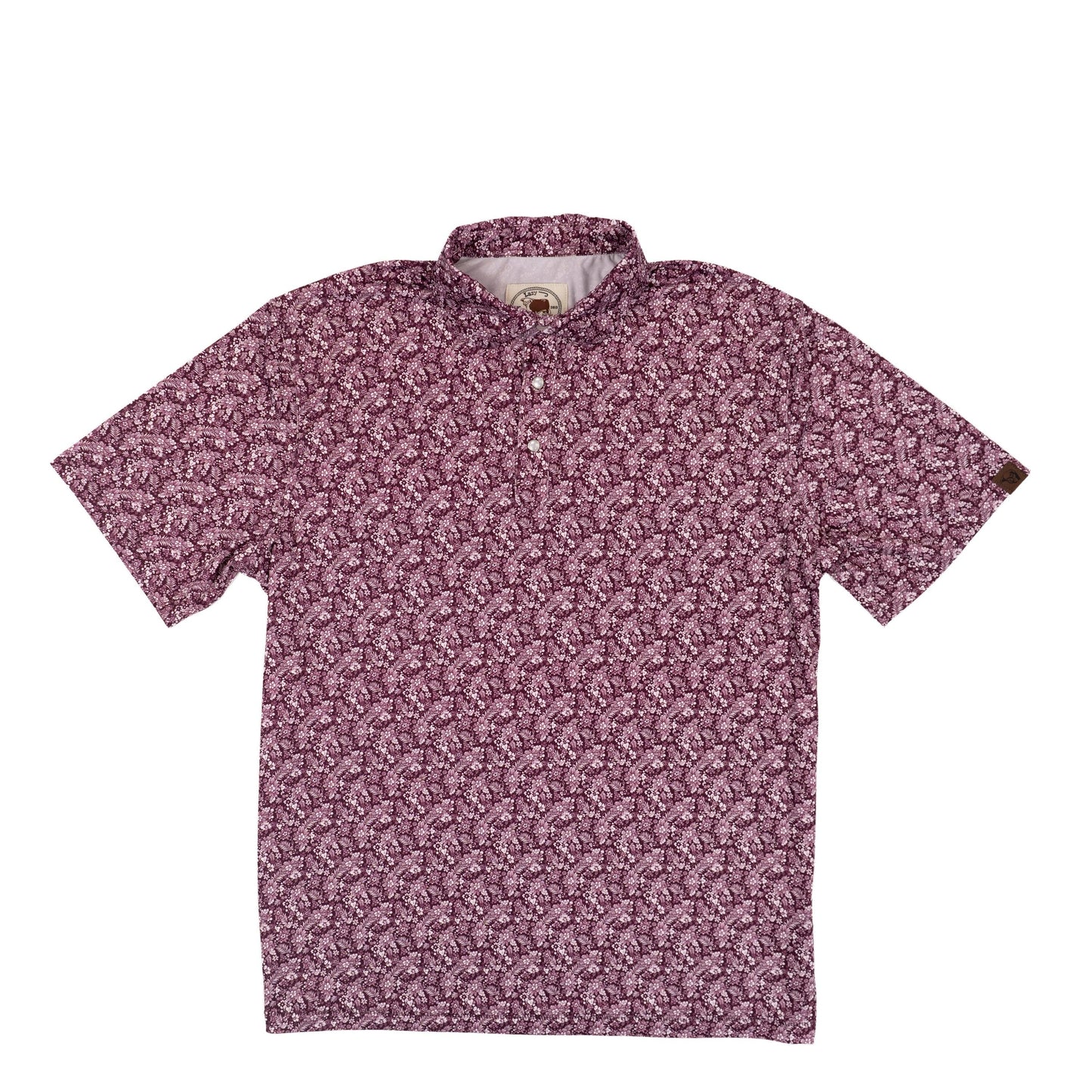 Lazy J Men's Floral Pearl Snap Polo Shirt - Purple-
