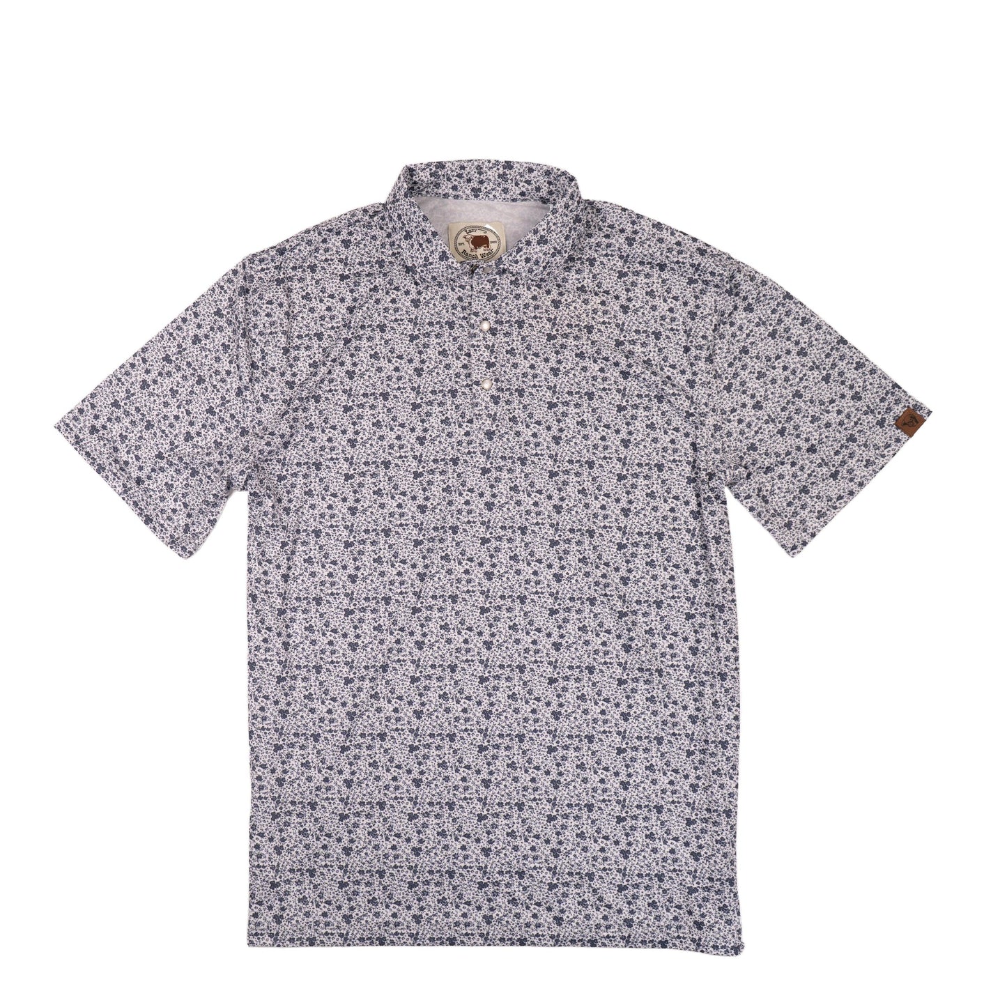 Lazy J Men's Floral Pearl Snap Polo Shirt - White-
