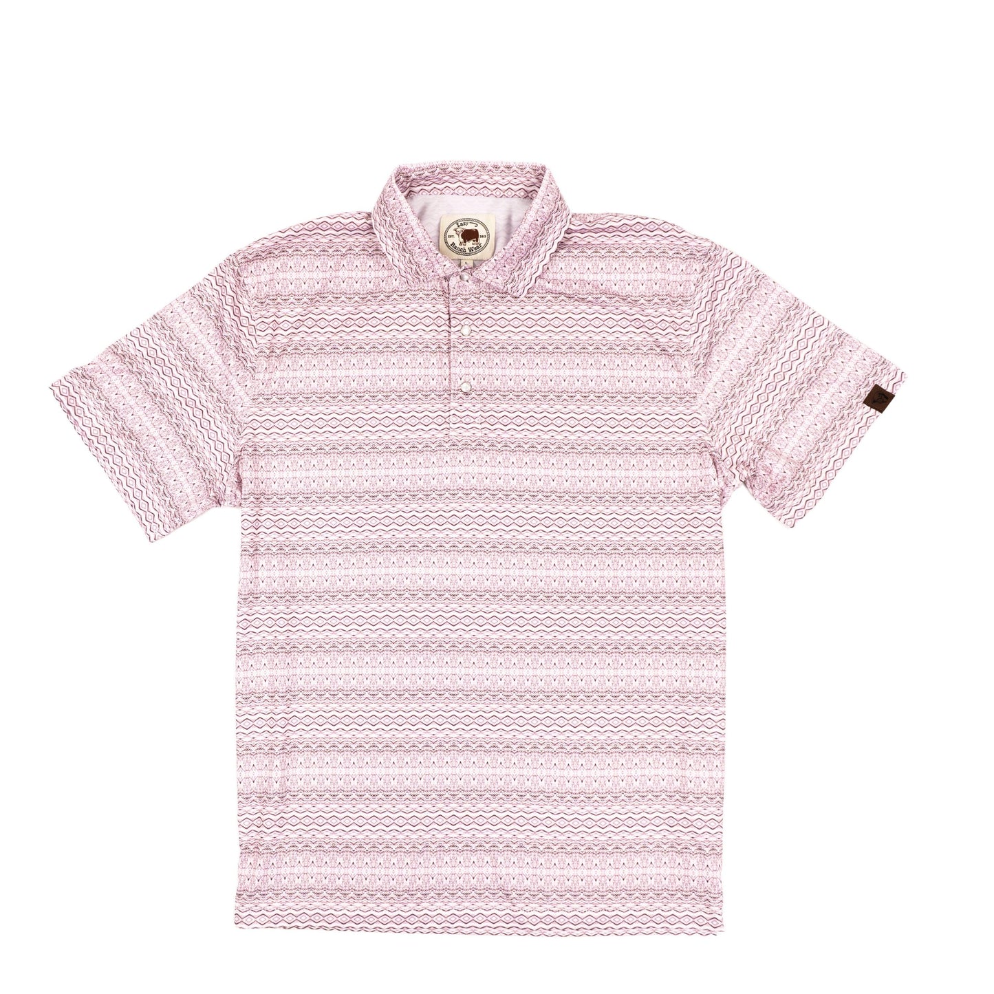 Lazy J Men's Navajo Pearl Snap Polo Shirt - Plum-