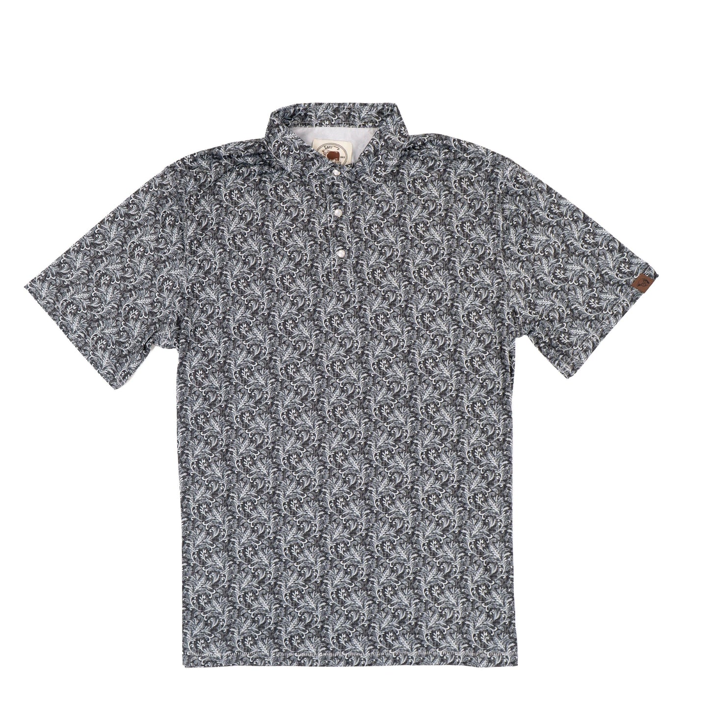 Lazy J Men's Paisley Pearl Snap Polo Shirt - Black-