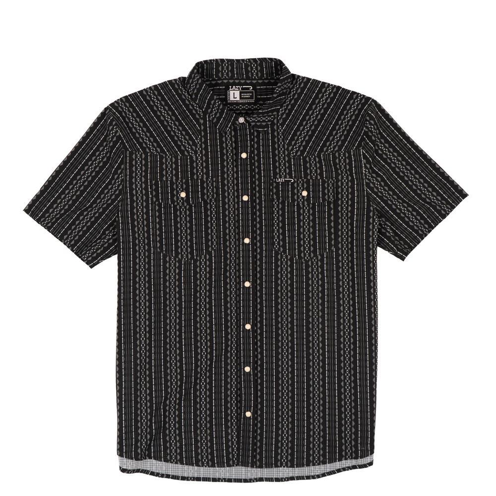 Lazy J Men's Pearl Snap Performance Shirt - Black Mesa-