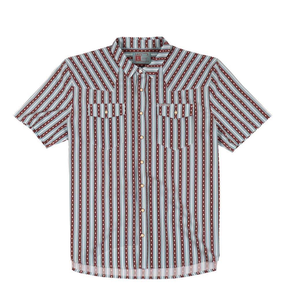 Lazy J Men's Pearl Snap Performance Shirt - Teal Mesa-