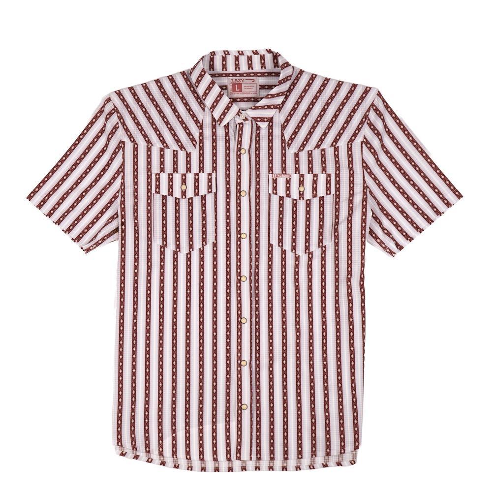 Lazy J Men's Pearl Snap Performance Shirt - White Mesa-