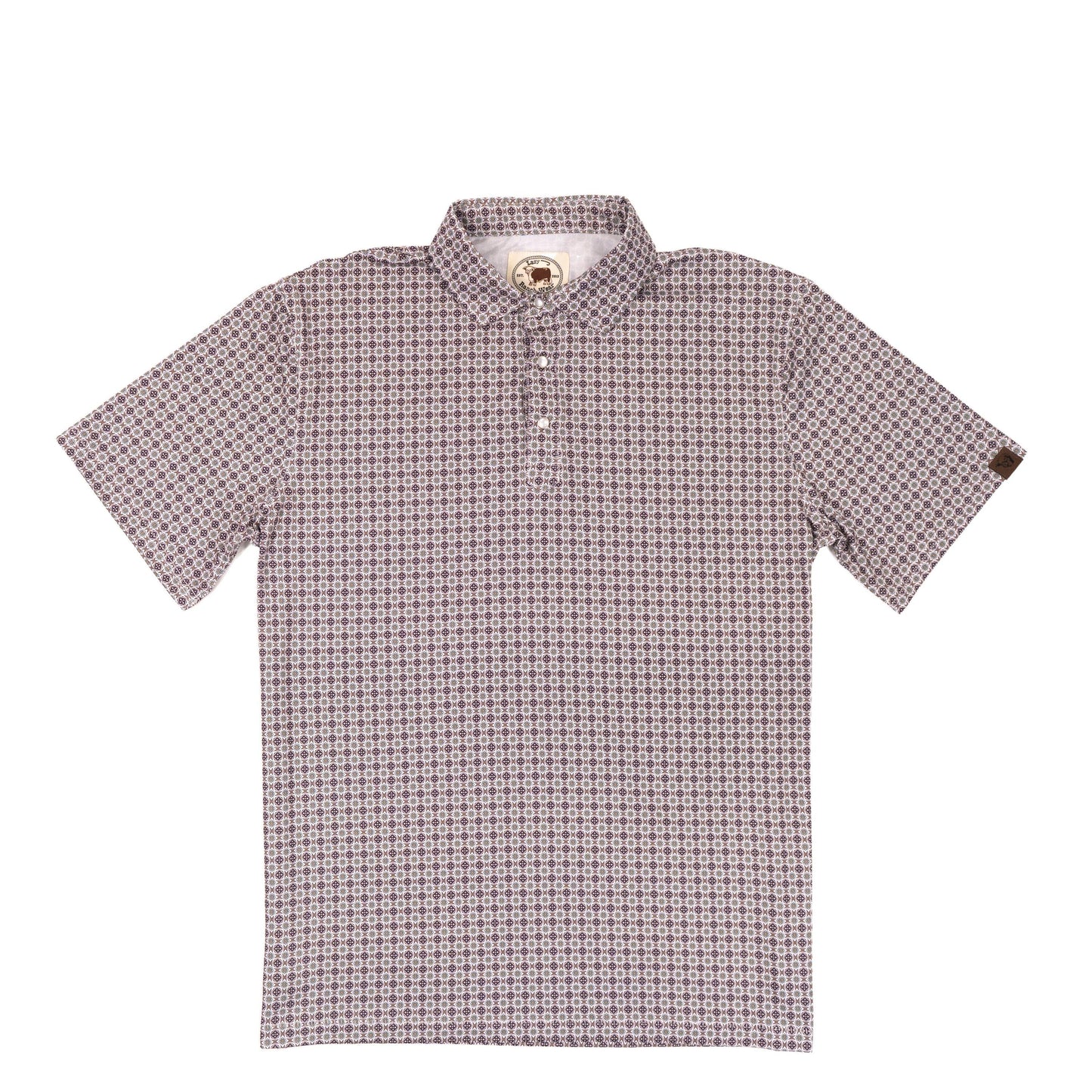 Lazy J Men's Print Pearl Snap Polo Shirt - Purple-