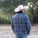 Lazy J Men's Southwestern Print Trucker Jacket - Grey-