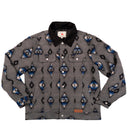 Lazy J Men's Southwestern Print Trucker Jacket - Grey-