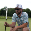 Lazy J Pearl Snap Polo - Blue Cactus Print