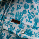Lazy J Pearl Snap Polo - Blue Cactus Print