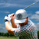 Lazy J Pearl Snap Polo - Blue & Red Diamond Print